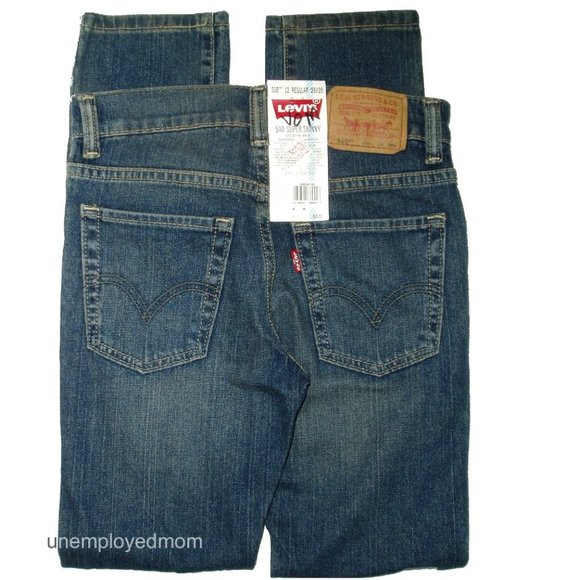 Boys Blue Jeans Super Skinny Fit Levis 510 Youth Pants 12 Regulars 26 x 26 1/2 - Picture 5 of 10
